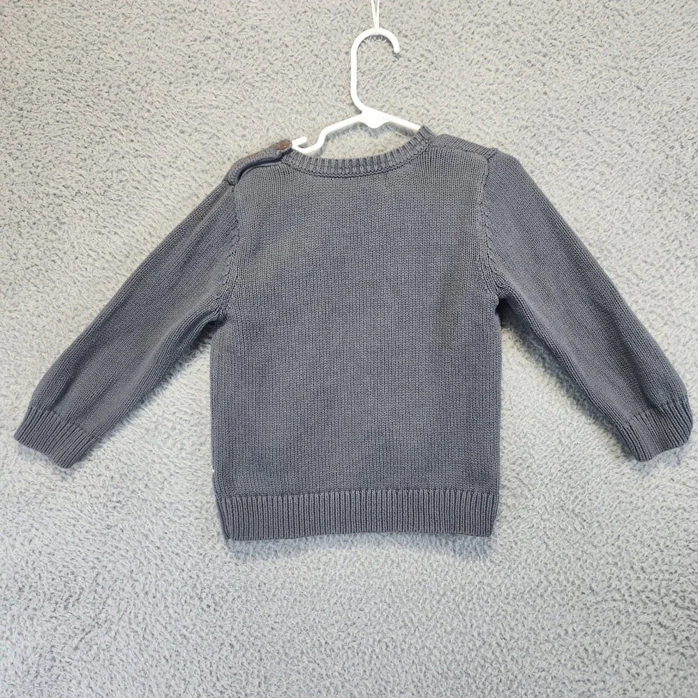 OshKosh B'gosh Sweater Toddler 3 Reindeer Christmas Gray Long Sleeve 100% Cotton